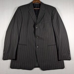 Hugo Boss Blazer Einstein 42R Black Stripe Wool 3 Button Sport Coat Jacket